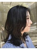 ○パーマでラフにミディアムウルフ　/会津若松