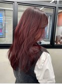 ワインレッド/チェリーレッド/レイヤーカット/ケアブリーチ/赤髪