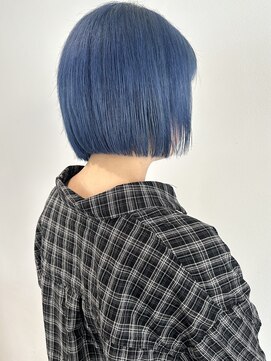 コト 福井大和田店(coto) 福井　大和田　ハイトーンボブ　切りっぱなしボブ　ブルーカラー