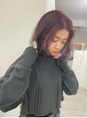 くびれヘアアプリコットオレンジシースルーマッシュボブヘア