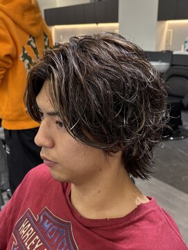 ビカムメンズヘアー 栄店(become men's hair) ブラウンカラーのサーフカール/メンズウルフパーマ/名古屋栄