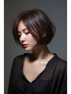 前髪顔まわりカット/外ハネボブ/丸みボブ/ショートボブ