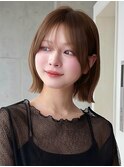 Say.切りっぱなしボブ外ハネボブ顔周りカットウォームベージュ