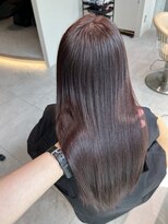 ロンドメリア 天神大名店(Lond Melia)&nbsp;★グレージュカラー斜めバングデザインカラーシルキー ベージュ