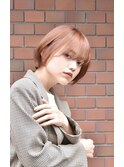 オレンジベージュ_大人ボブ_前下がりボブ_ショートボブ
