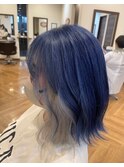 ブルー×インナーホワイト/葛西/ブリーチ/ハイライト/髪質改善