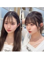 アフロートリノ(AFLOAT Leino)&nbsp;小顔顔まわりビフォーアフター　結んでも可愛い