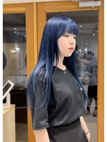 スタン 渋谷(Stam)&nbsp;シアンブルーハイトーンウルフレイヤーロングブリーチカラー渋谷