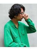 ミディアムパーマスペインカールサーフカールブルーブラック