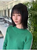 切りっぱなしボブ ぱつっとボブ 顔まわりレイヤー