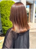 ブラウンベージュ 外ハネ 艶髪 20代 30代 髪質改善 ストレート