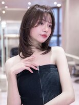 ハバナ 渋谷(HAVANA) 大人ガーリー顔周りミディアムレイヤーカット×ココアブラウン