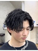 MEN’S HAIR/サーフカール/刈り上げセンターパート/円町