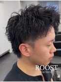 MEN'SHAIR/ツイストパーマ/プラムブラック/ショートウルフ
