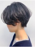 ハンサムショート、前下がりショート、ラベンダーアッシュ