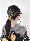卒業式　成人式　振袖　袴　着付け　ヘアセット　金箔ヘア☆