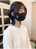 ウルフカットとインナーネイビーブルー