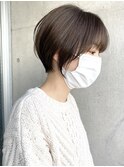 ナチュラルボブミニボブ黒髪ショートダブルカラーハイライト