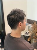 アップバングショート【ツーブロック刈り上げ黒髪短髪】