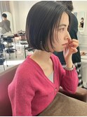 20代30代40代小顔切りっぱなし大人ボブブルーブラック