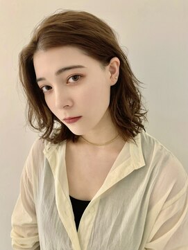 ソーンズ ヨイク(thorns YOIKU) 肩レングス癖毛風パーマ×オリーブベージュカラー