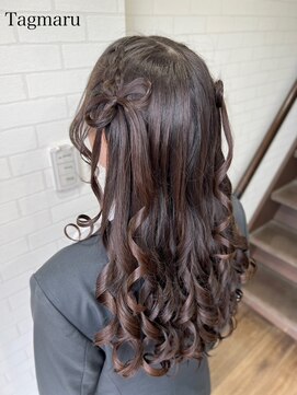 タグマル 高校卒業式ヘアセット☆リボンのハーフツイン☆追加料金有