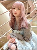 【ステップボーンカット】ピンクベージュ×エンドカラー
