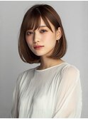 ベージュカラー 丸みボブ ワンカール ダメージレス 艶カラー