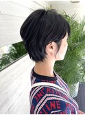 丸型、卵型、四角、ベース、逆三角形綺麗めＡラインボブショート