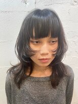 エム(EM) 韓国風レイヤーカットウルフカット前髪カットアッシュカラー