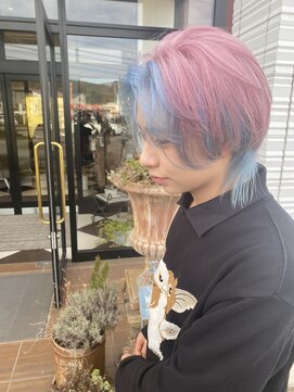 アース いわき店(HAIR&MAKE EARTH) 水色×ピンク