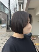 あごラインボブ×グレージュ