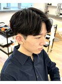 コンマバングニュアンスパーマ毛流れセンターパートナチュラル