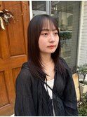 セミロング 顔まわりレイヤー サラ艶ストレート