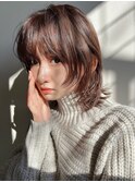 韓国風/透明感カラー/オリーブベージュ/前髪/小顔カット