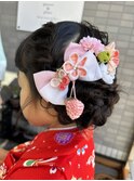 七五三　編み込み　ふわふわおだんご　辻堂
