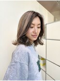 地毛残し 白髪有り ハイライト ブロンド