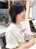*滝田*くびれ外ハネミディアムレイヤーボブ暗めカラー吉祥寺人気
