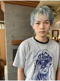 ▲メンズウルフ×ハイトーンペールブルー▲tim hair