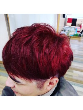 ヘアーサロン プラフラ(PURAFURA) ツーブロック　ピンクボルドー（ダブルカラー）