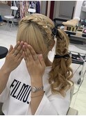 編みカチュサイドポニー☆ハートを添えて