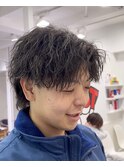 波巻きパーマメンズツイストスパイラルパーマツーブロック