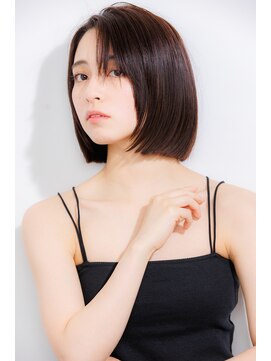 リュンヌ 門前仲町(lune) 切りっぱなしボブハイライトベージュカラーショートレイヤーロブ