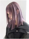 ピンクヘアー透明感カラー小顔ワンレンくすみベージュ_ba361581