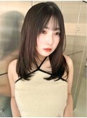 ミディアムレイヤー/ワンホンヘア/グレージュ/横浜駅/髪質改善