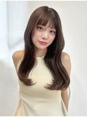 ココアベージュ 顔周りカット 韓国くびれヘア 20代 髪質改善