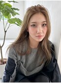 ロングミルクティー韓国ヘア顔周りレイヤー_F0998