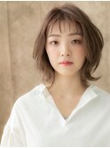 ミルクティーベージュ/レイヤーカット/オン眉/ニュアンスカラーe