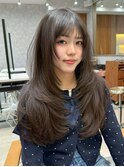 【島田佑】ミディアムレイヤーカットグレージュ顔周りカット
