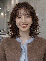 ノラ シブヤ(NORA)&nbsp;小顔ミディアムパーマミディアムデジタルパーマボブパーマ前髪